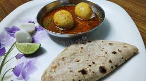 indian style aanda curry with wheat bread